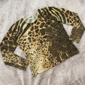 Joseph A leopard print metallic sweater